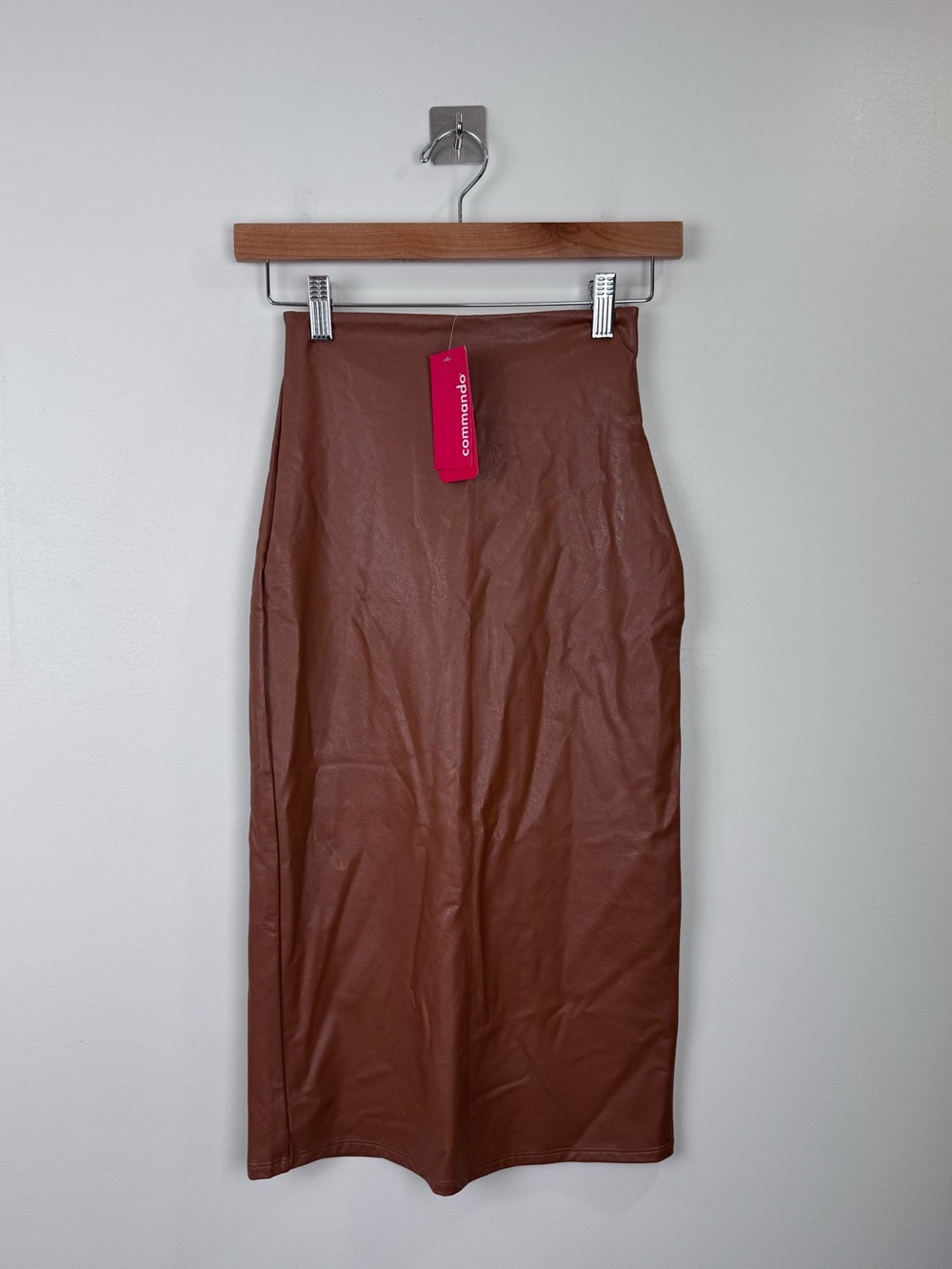 NWT Commando Women Faux Leather Midi Skirt Cocoa Size Small